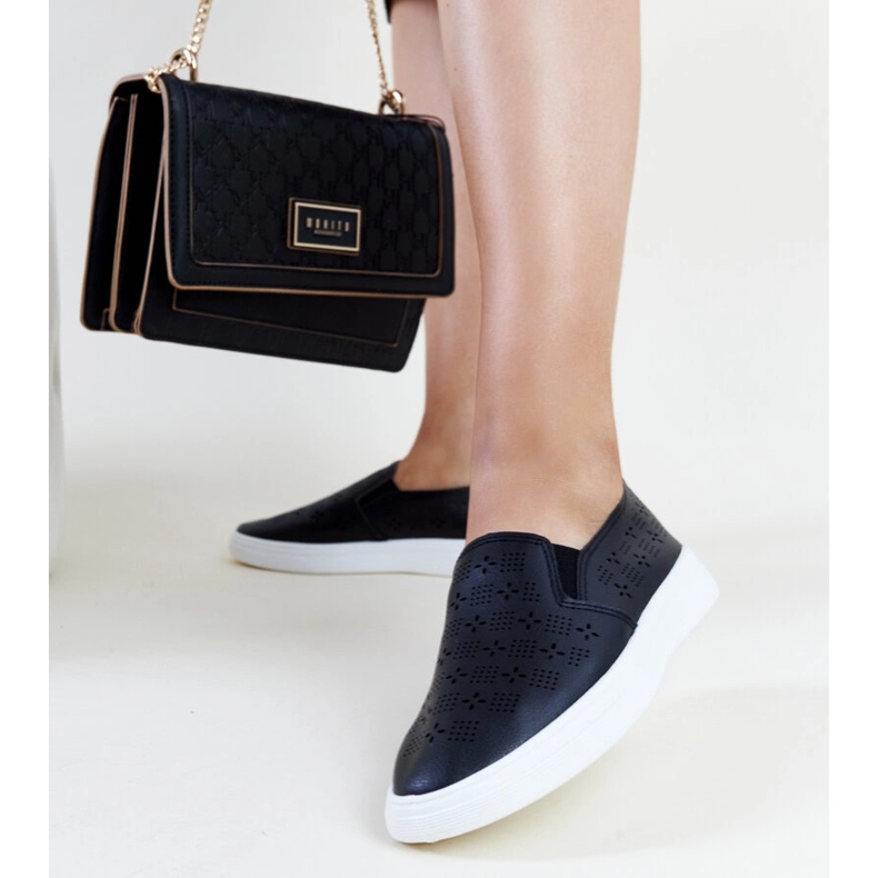 Tenisi negri Hilal cu slip-on negru 2