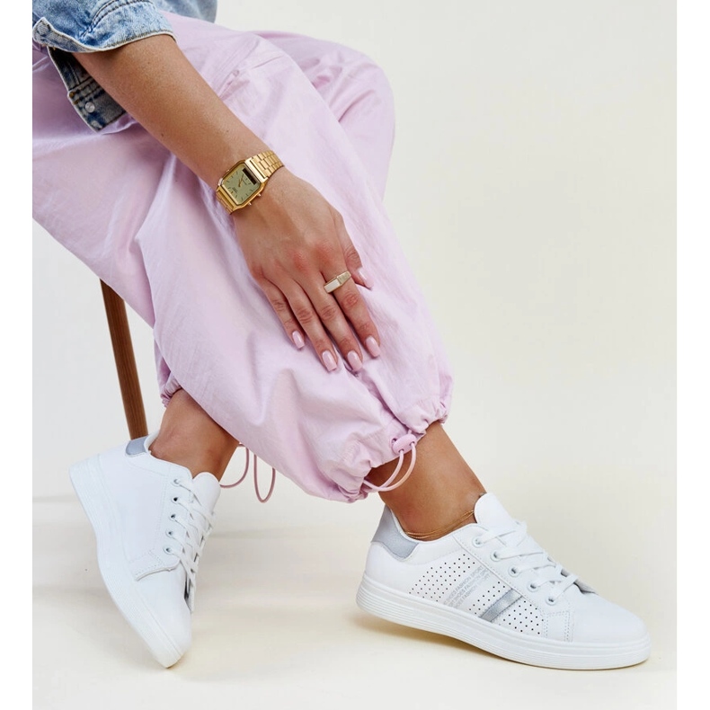 Adidași din piele ecologică alb și argintiu de la Berdine 1