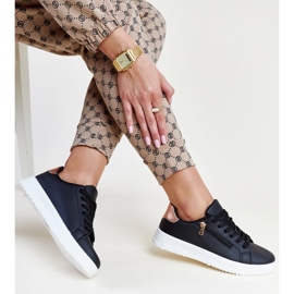 Adidasi negri cu fermoar pe lateral Shanna negru 1