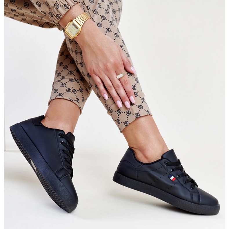 Tenisi negri Gioya din piele ecologica negru 1 Tenisi negri Gioya din piele ecologica negru 1