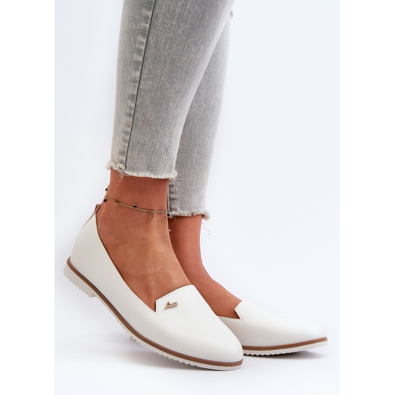 Mocasini plat dama alb Enzla 2
