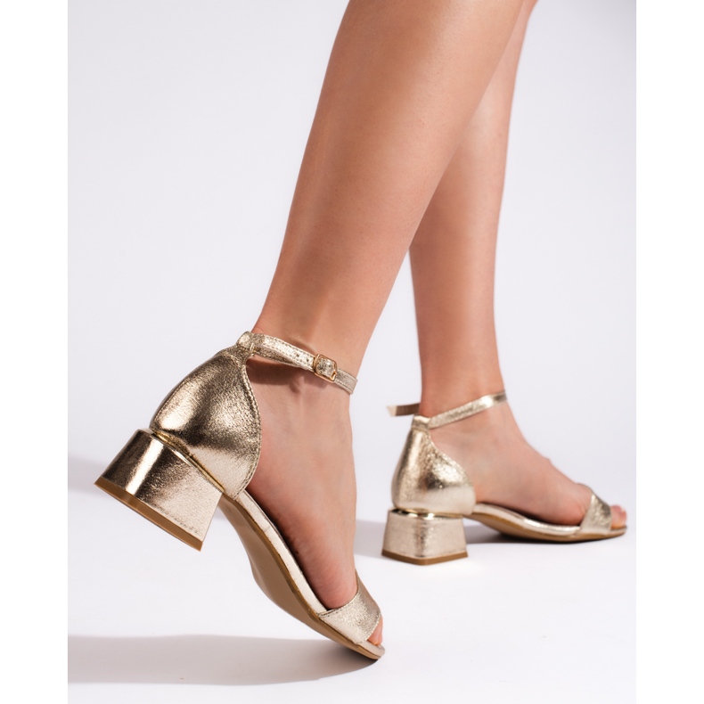 Goodin Sandale de damă aurii cu toc înalt de aur 2