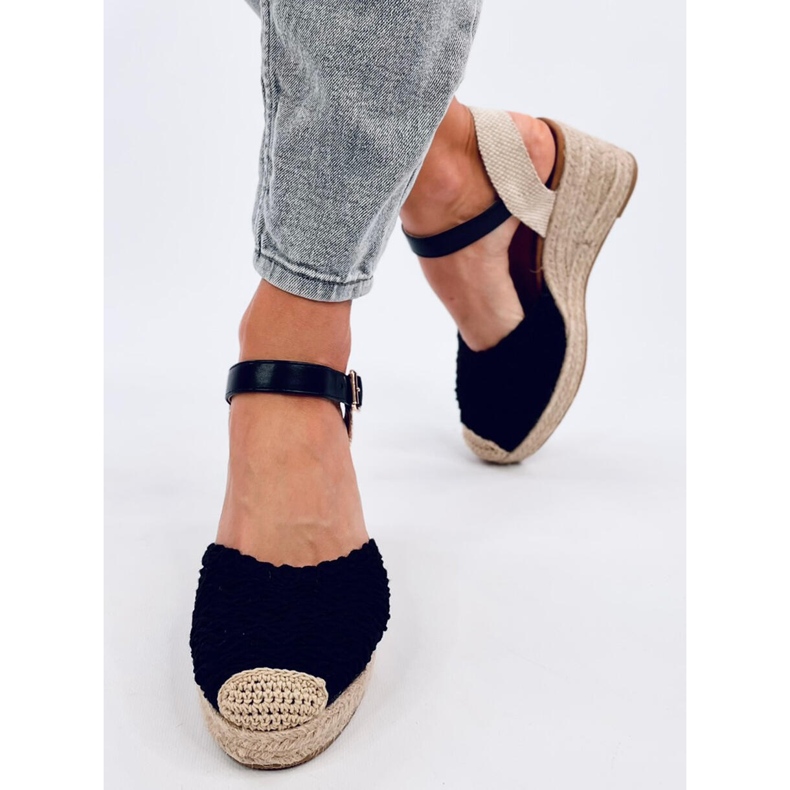 Sandale cu pană cu espadrile Morelli negre negru 1 Sandale cu pană cu espadrile Morelli negre negru 1