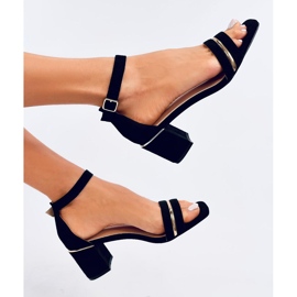 Sandale Marroc Black cu toc mic negru 1
