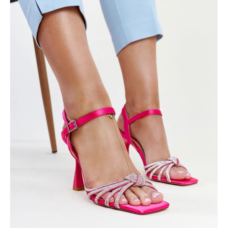Sandale cu toc strălucitor roz închis de la Ankica 1