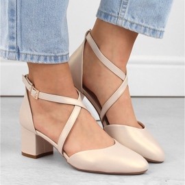 Sandale de damă cu bretele bej perlat de la Sergio Leone 1