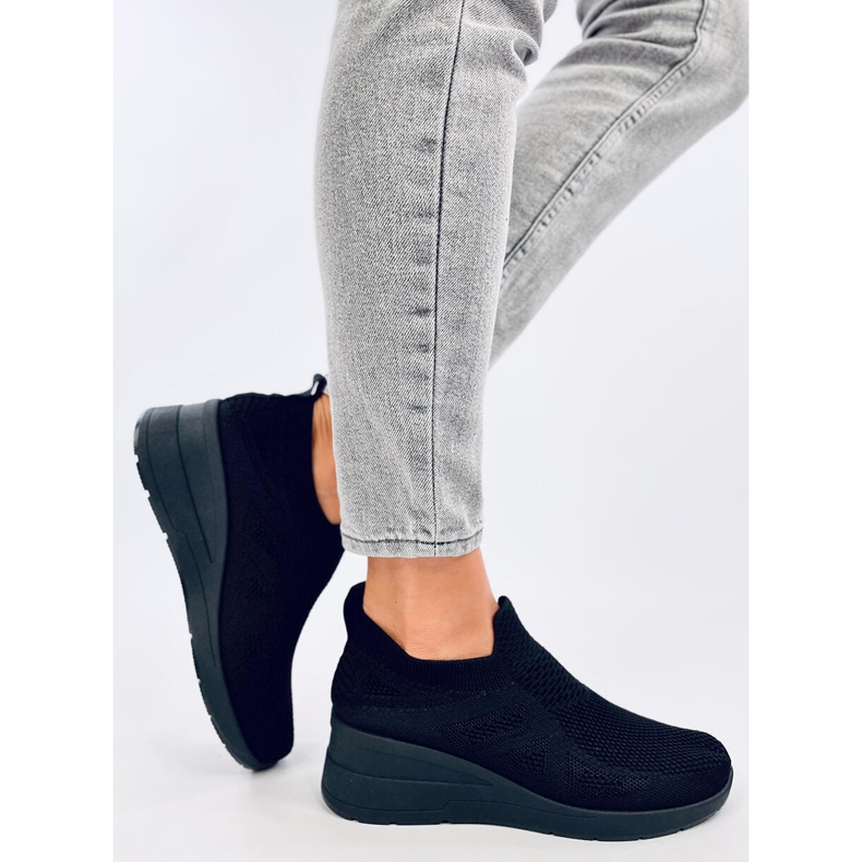 Adidasi Bayol Black sock wedge negru 2