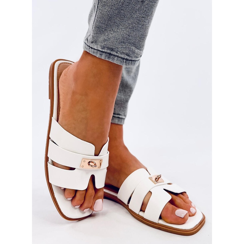 Flip-flops de damă Daudi White alb 2