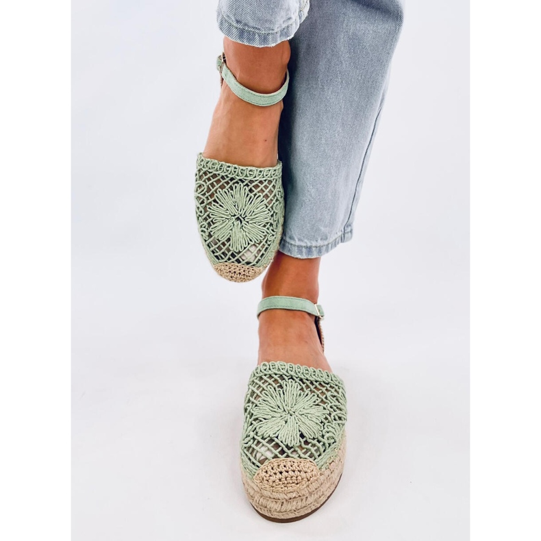 Sandale espadrile Premat verde ajurate 1