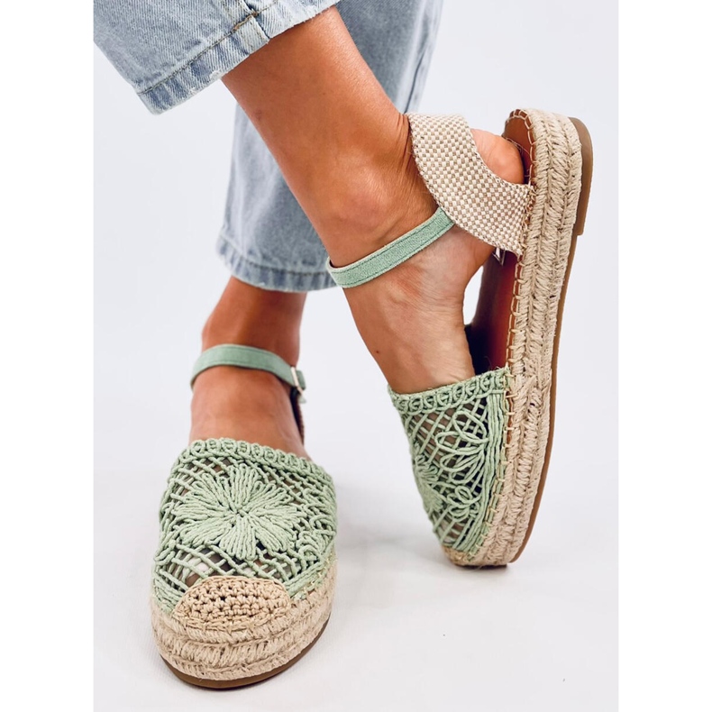 Sandale espadrile Premat verde ajurate 2