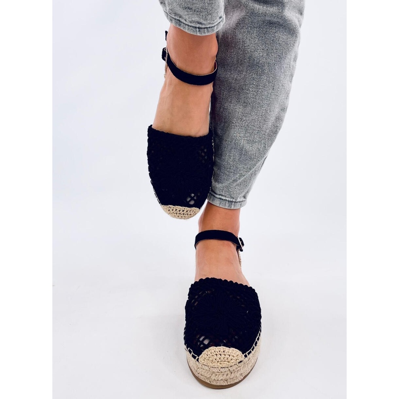 Sandale espadrile Premat Black ajurate negru 1
