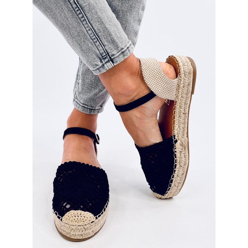 Sandale espadrile Premat Black ajurate negru 2