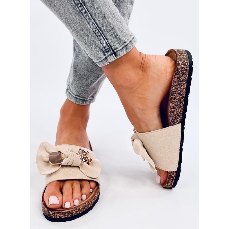 Lops Papuci de plută bej cu ursuleț de pluș 2