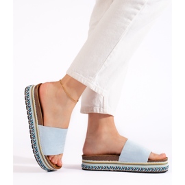 Flip-flops de damă albastră cu platformă albastru 3