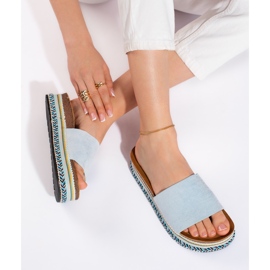 Flip-flops de damă albastră cu platformă albastru 1