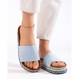 Flip-flops de damă albastră cu platformă albastru 2