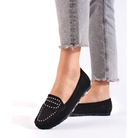Mocasini negri de piele intoarsa de dama negru 1