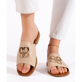 Flip-flops de damă bej elegant 3