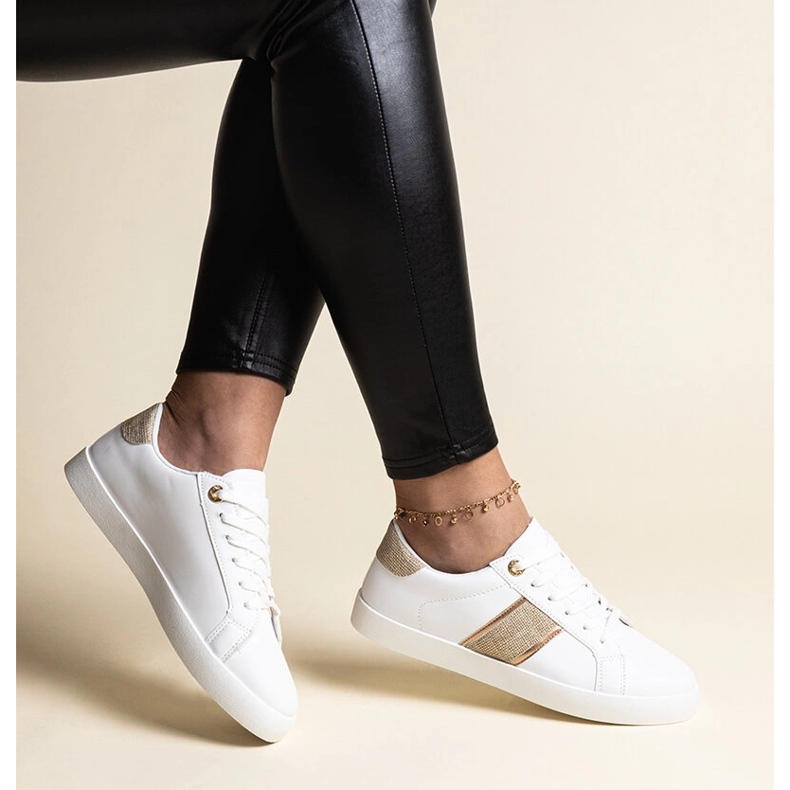 Tenisi albi și aurii cu dungi Grada decorative 1