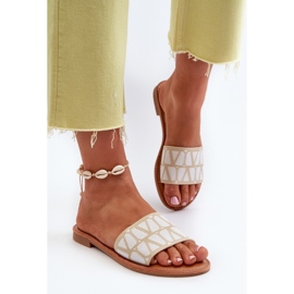 Flip-flops Damă Cu Toc Plat Bej Traivea 4