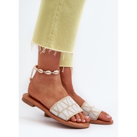 Flip-flops Damă Cu Toc Plat Bej Traivea 2
