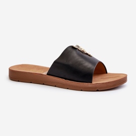 Flip-flops Dama Pe Talpa Plata Cu Decorat, Piele Eco, Makia Neagra negru 1 Flip-flops Dama Pe Talpa Plata Cu Decorat, Piele Eco, Makia Neagra negru 1
