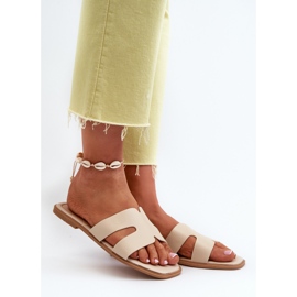 Flip-flops de damă plate cu decupaje Bej Fiviama 2