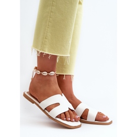 Flip-flops de damă plate cu decupaje Fiviama alb 2