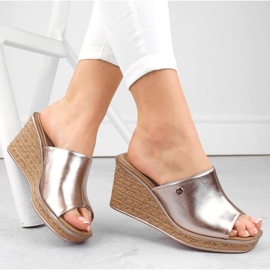 Sandale de damă cu pană aurii Sergio Leone KL213 de aur 1