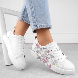 Pantofi sport Filippo W PAW525 din piele, flori alb 1