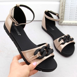 Sandale plate dama cu lant, auriu Vinceza 17320 de aur 1