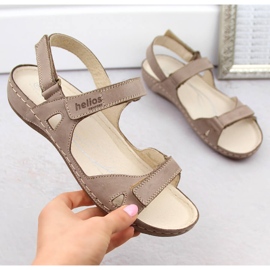 Sandale confortabile de damă din piele în bej Helios 205 1