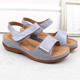 Sandale confortabile de damă cu Velcro, albastru eVento 0146 2