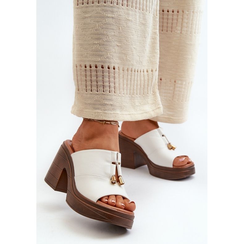 Vinceza Flip-flops de damă din piele ecologică cu platformă și bloc, Dafira albă 1 Vinceza Flip-flops de damă din piele ecologică cu platformă și bloc, Dafira albă 1