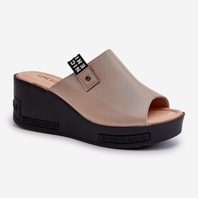 Vinceza Flip-flops cu pană de damă Golden Vleni de aur 1