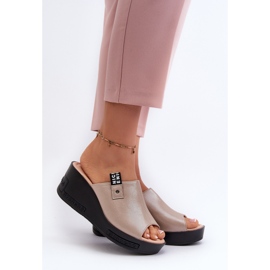 Vinceza Flip-flops cu pană de damă Golden Vleni de aur 2