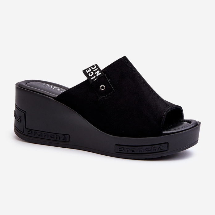 Vinceza Flip-flops negri Vleni Wedge pentru damă negru 1