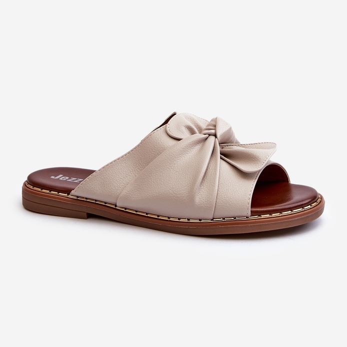 Flip-flops de damă, cu toc plat, bej Nelvira 1