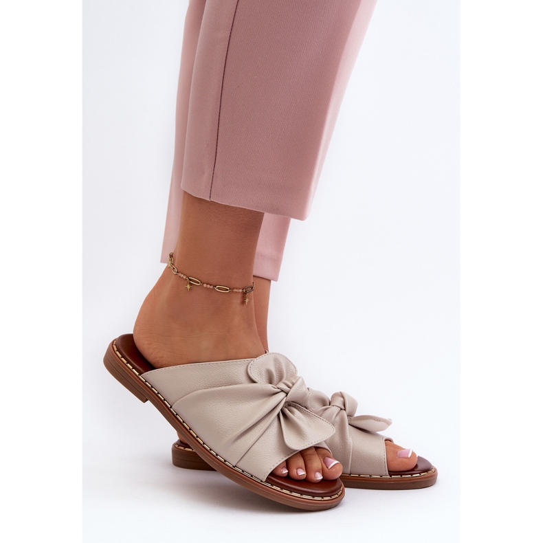 Flip-flops de damă, cu toc plat, bej Nelvira 2