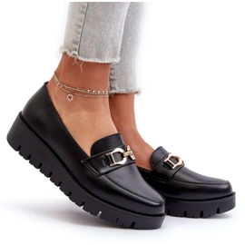Evento Mocasini De Dama Pe Platforma Cu Decorat, Negru 4
