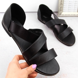 Sandale de damă cu bandă elastică, neagră Jezzi 3882 negru 5