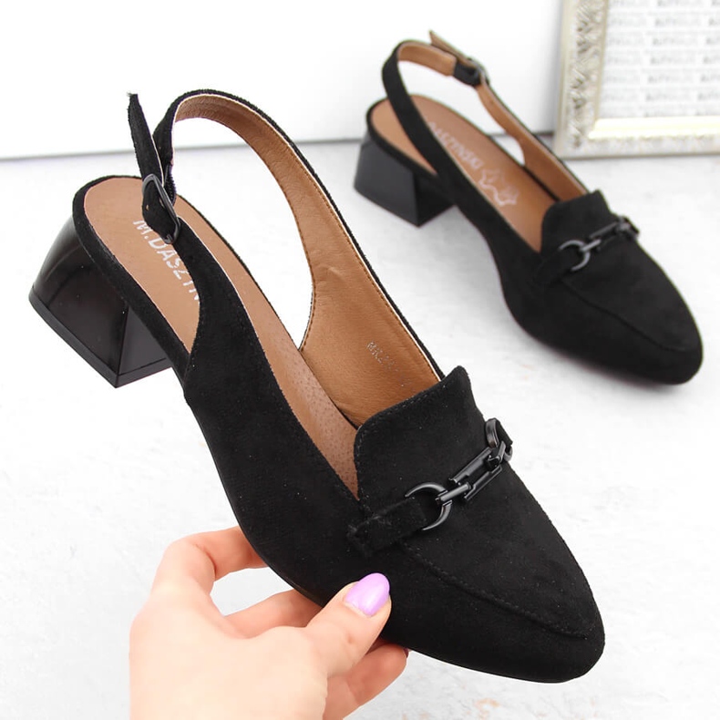 M. DASZYŃSKI Sandale de damă din piele intoartă neagră cu toc complet M.Daszyński MR23112-4 negru 1 M. DASZYŃSKI Sandale de damă din piele intoartă neagră cu toc complet M.Daszyński MR23112-4 negru 1