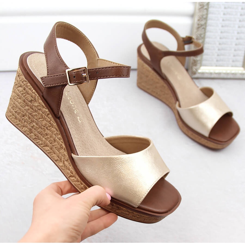 Sandale de damă cu pană aurii Sergio Leone SK229 de aur 1