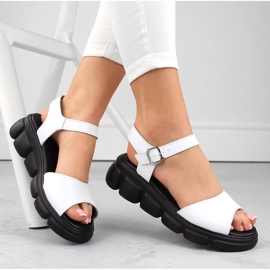 Sandale de damă cu pană din piele, albe, Vinceza 7884 1 Sandale de damă cu pană din piele, albe, Vinceza 7884 1