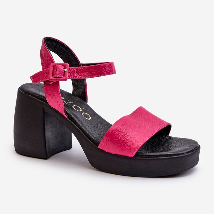Sandale din piele pentru femei Zazoo 40386 pe un bloc fucsia roz 1