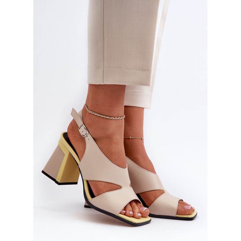 S.Barski Sandale de damă cu toc înalt Bej D&amp;A MR38-153 2