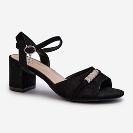 Vinceza Sandale De Damă De Căprioară Ecologică Pe Toc Înalt Cu Decorații, Narhi Negru 1 Vinceza Sandale De Damă De Căprioară Ecologică Pe Toc Înalt Cu Decorații, Narhi Negru 1