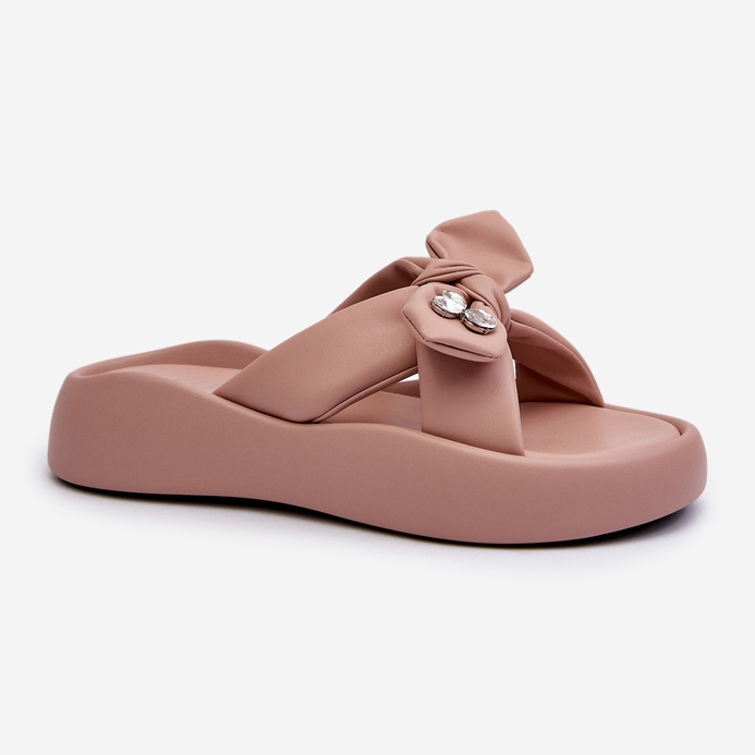 Flip-flops din piele de damă pe platformă roz GOE NN2N4109 1
