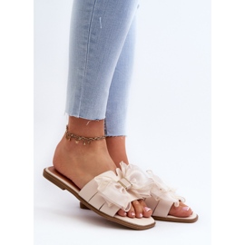 Flip-flops de damă plate cu fundă, bej Balinda 2