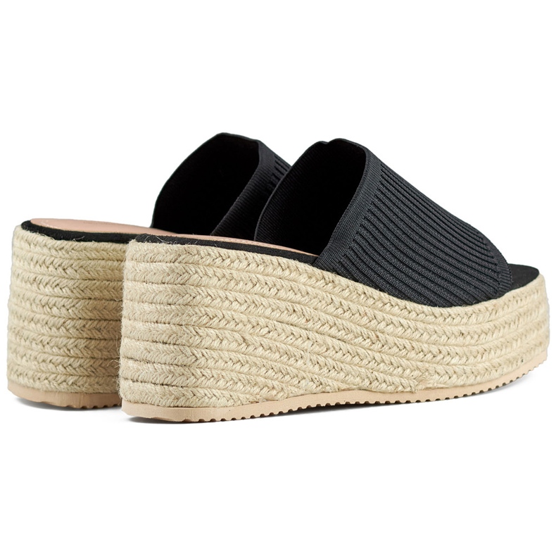 Flip-flops de espadrile negre cu pană înaltă negru 1